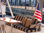 starboard bench seat in striped Sunbrella